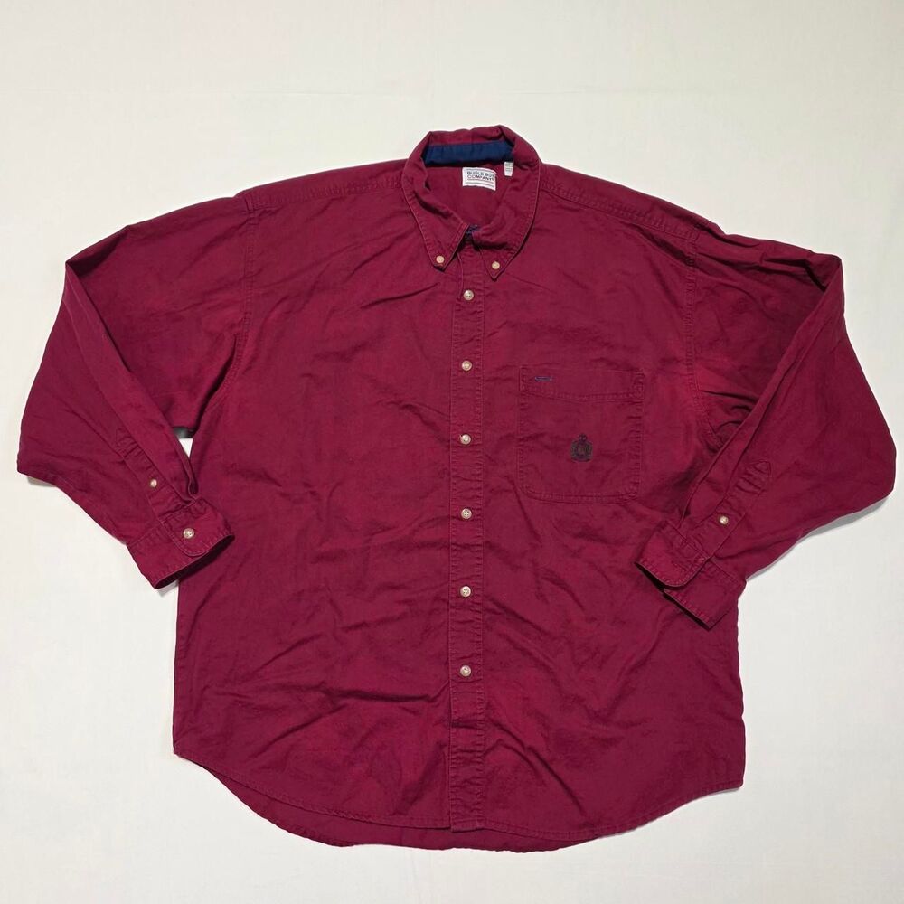 Bugle Boy Company men's size XL Burgundy long sleeve button up shirt Vintage